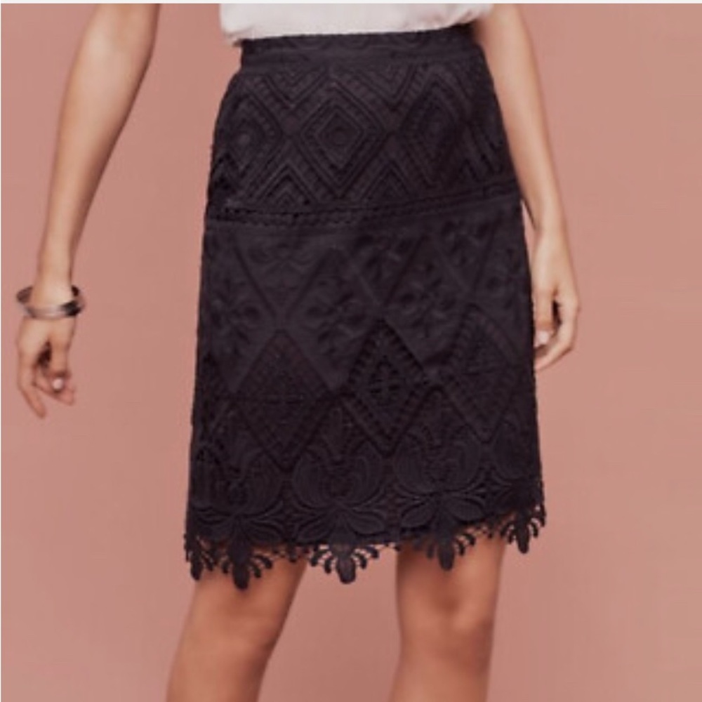 Moulinette Soeurs Black Embellished Pencil Skirt